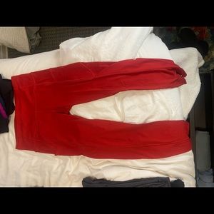 Red Lululemon leggings with pockets